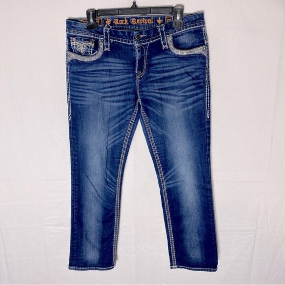 Rock Revival Ciel Easy Capri Med Wash Cropped Jeans Capri Pants 29 - Picture 1 of 15